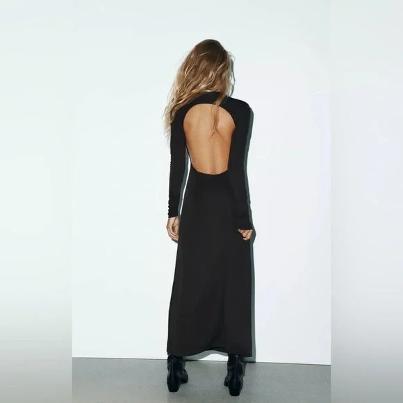 🔥🔥zara brown open back  Long Sleeve Dress - Picture 4 of 7